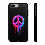 Glitch Peace Sign Phone Case, RGB Melt Digital Art Tough Cover, Gift
