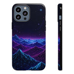 Retro Neon Mountains Phone Case | Vaporwave Galaxy Landscape