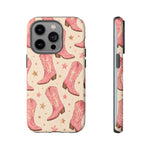 Pink Cowboy Boots phone case | Western pattern | Pastel stars