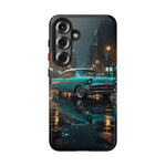 Vintage Teal 1957 Bel Air Classic Car Tough Case | Retro Rainy City Phone Cover