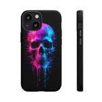 Neon Glitch Skull Phone Case, Dripping Paint Scanline Cover