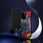 British Shorthair Round Pop Art Tough Phone Case