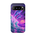 Neon Dolphin Ocean Vaporwave Art Tough Phone Case
