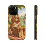 Cocker Spaniel Picnic Scene phone case | vintage dog art