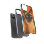 Siamese Cat Retro Halftone Portrait Case - Orange Teal Print