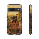 Rottweiler Puppy in Flower Pot Tough Case | Floral Dog Phone Cover