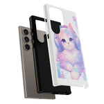 Pastel Cat Phone Case, Headphones Glitch Color Block Cover