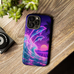 Neon Dolphin Ocean Vaporwave Art Tough Phone Case