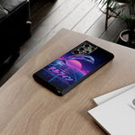 Neon Dolphin Retro Wave Tough Case | Vaporwave Japanese Text, 80s Synth Sunset