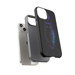 Glitch Owl Silhouette Art Tough Phone Case - Violet Teal