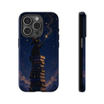 Starry Wizard Cat on Books phone case