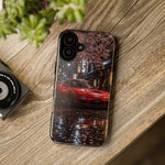 Red FD RX-7 Blossom Alley Tough Phone Case - Rain-Slicked Night