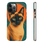 Siamese Cat Retro Halftone Portrait Case - Orange Teal Print