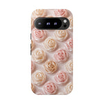 Silk Rose Phone Case, Blush Pink Floral Pattern Tough Cover, Gift