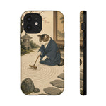 Zen Garden Cat Phone Case, Sand Spiral Japanese Art Cover