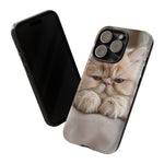 Persian Kitten Phone Case, Sleepy Macro Close-Up Portrait Cover