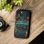 Vintage Teal 1957 Bel Air Classic Car Tough Case | Retro Rainy City Phone Cover