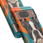 Boston Terrier Pop-Art Portrait Tough Phone Case - Teal Orange