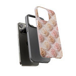 Silk Rose Phone Case, Blush Pink Floral Pattern Tough Cover, Gift