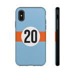Copy of Blue Orange Number 20 Retro Racing Stripe Tough Phone Case Cover