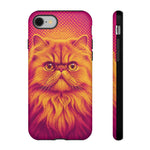 Persian Cat Halftone Dot Portrait Tough Phone Case - Magenta Gold