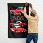 1960 Corvette Convertible Red Banner 34x56 Garage Man Cave Wall Decor Gift