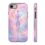 Pastel Aura Phone Case, Swirling Silhouette 3D Cover, Gift