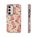 Pink Cowboy Boots phone case | Western pattern | Pastel stars