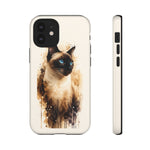 Siamese Cat Watercolor Portrait Tough Phone Case - Cream Choc