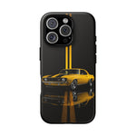 Yellow Camaro Z28 Phone Case, Classic Muscle Car Studio Stripe Cover