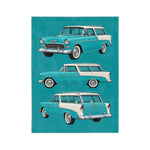 1955 Nomad Turquoise Microfiber Throw Blanket Classic Wagon Car Gift