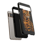 Bengal Cat Geometric Portrait Tough Phone Case - Gold Black Poly