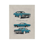 1966 Chevelle Car Illustration Velveteen Blanket | Classic Muscle Car Throw