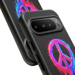 Glitch Peace Sign Phone Case, RGB Melt Digital Art Tough Cover, Gift