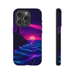 Neon Lighthouse Grid Ocean Art Tough Phone Case