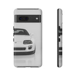 White MK4 Supra Phone Case, Retro 90s JDM Tough Cover for Car Enthusiasts