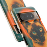 Siamese Cat Retro Halftone Portrait Case - Orange Teal Print