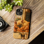 Sleeping French Bulldog with Croissants phone case | cute bakery scene