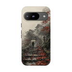Autumn Temple Steps phone case | Japanese watercolor landscape cover