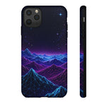 Retro Neon Mountains Phone Case | Vaporwave Galaxy Landscape