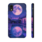 Neon Moonlit Pool Tough Case | Moon Reflection Phone Case, Vaporwave Night Sky