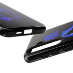 Glitch Wolf Howl Art Tough Phone Case - Blue Violet