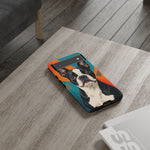 Boston Terrier Pop-Art Portrait Tough Phone Case - Teal Orange