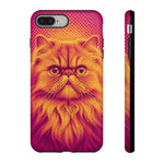 Persian Cat Halftone Dot Portrait Tough Phone Case - Magenta Gold