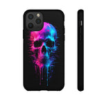 Neon Glitch Skull Phone Case, Dripping Paint Scanline Cover