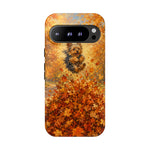 Yorkshire Terrier Jumping in Autumn Leaves Tough Case | Fall Dog Phone Cover
