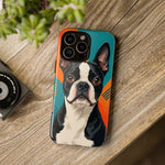 Boston Terrier Pop-Art Portrait Tough Phone Case - Teal Orange