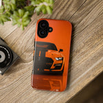 Orange Mustang Art Phone Case, GT500 American Muscle Car Tough Cover for Male