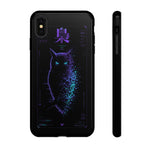 Glitch Owl Silhouette Art Tough Phone Case - Violet Teal