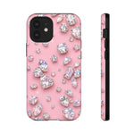 Pink Rhinestone Diamond Pattern Phone Case | Sparkle Gem Print